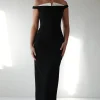Glenda Contrast Bodycon Midaxi | Black