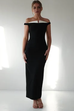 Glenda Contrast Bodycon Midaxi | Black