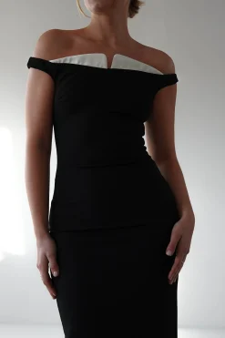 Glenda Contrast Bodycon Midaxi | Black