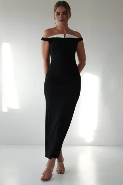 Glenda Contrast Bodycon Midaxi | Black