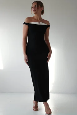 Glenda Contrast Bodycon Midaxi | Black