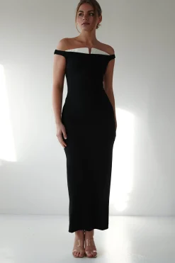 Glenda Contrast Bodycon Midaxi | Black