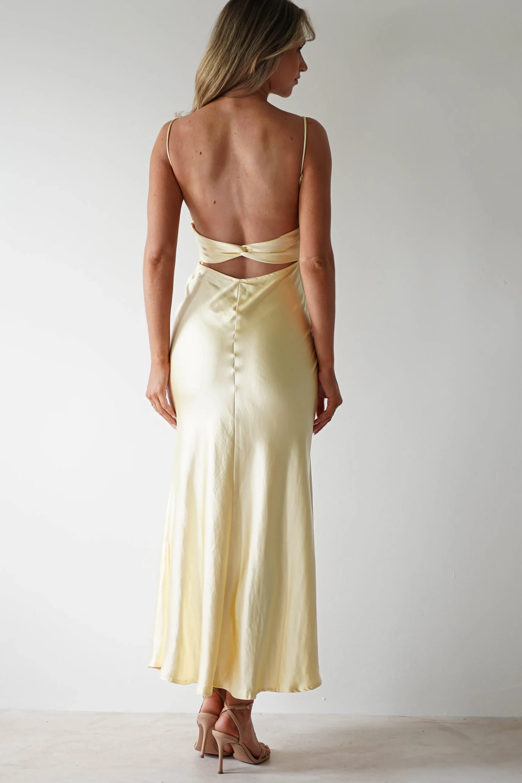 Grace Soft Satin Maxi Dress | Yellow