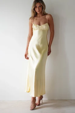 Grace Soft Satin Maxi Dress | Yellow