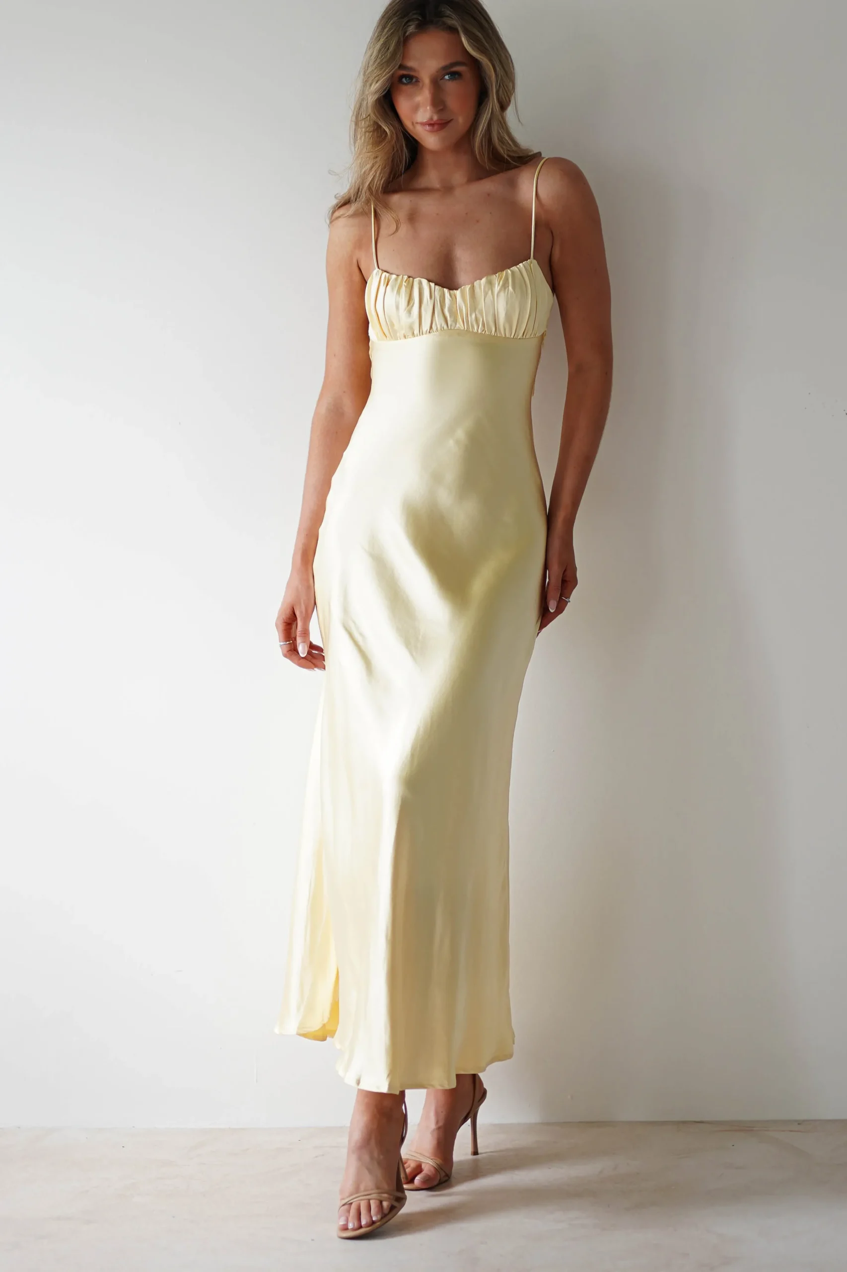 Grace Soft Satin Maxi Dress | Yellow