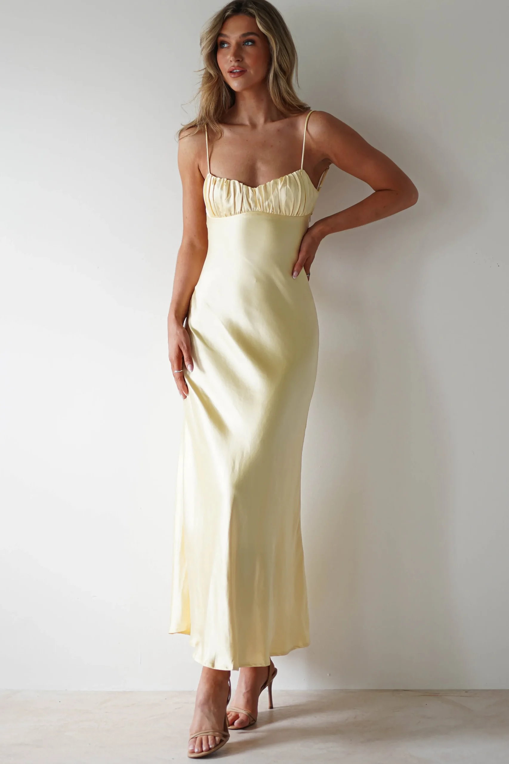 Grace Soft Satin Maxi Dress | Yellow