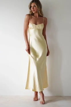 Grace Soft Satin Maxi Dress | Yellow
