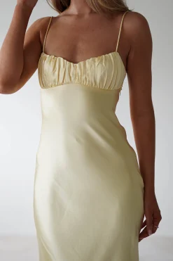 Grace Soft Satin Maxi Dress | Yellow