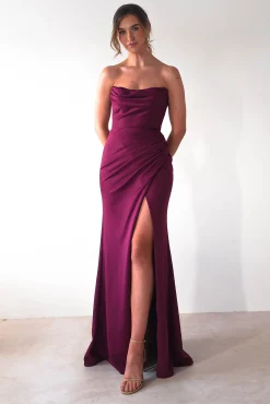 Grasie Bodycon Strapless Gown | Wine