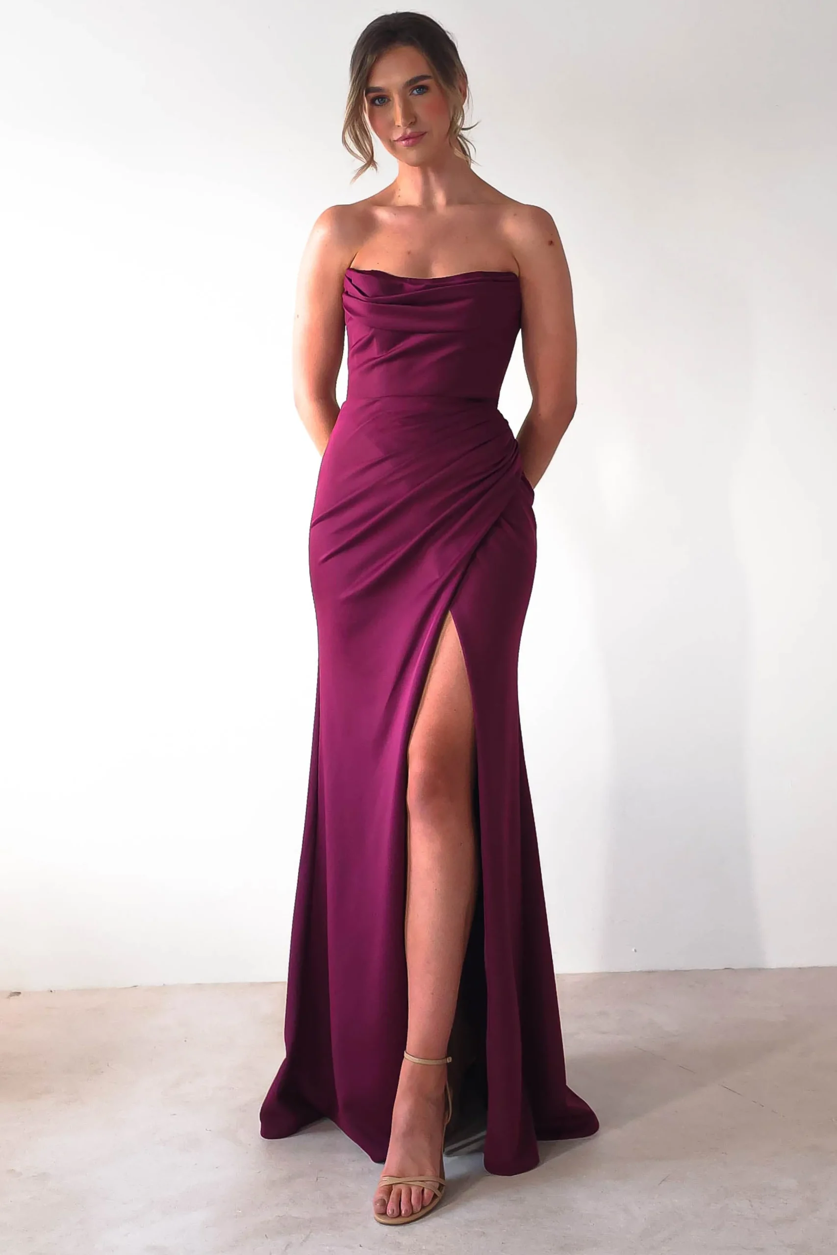 Grasie Bodycon Strapless Gown | Wine