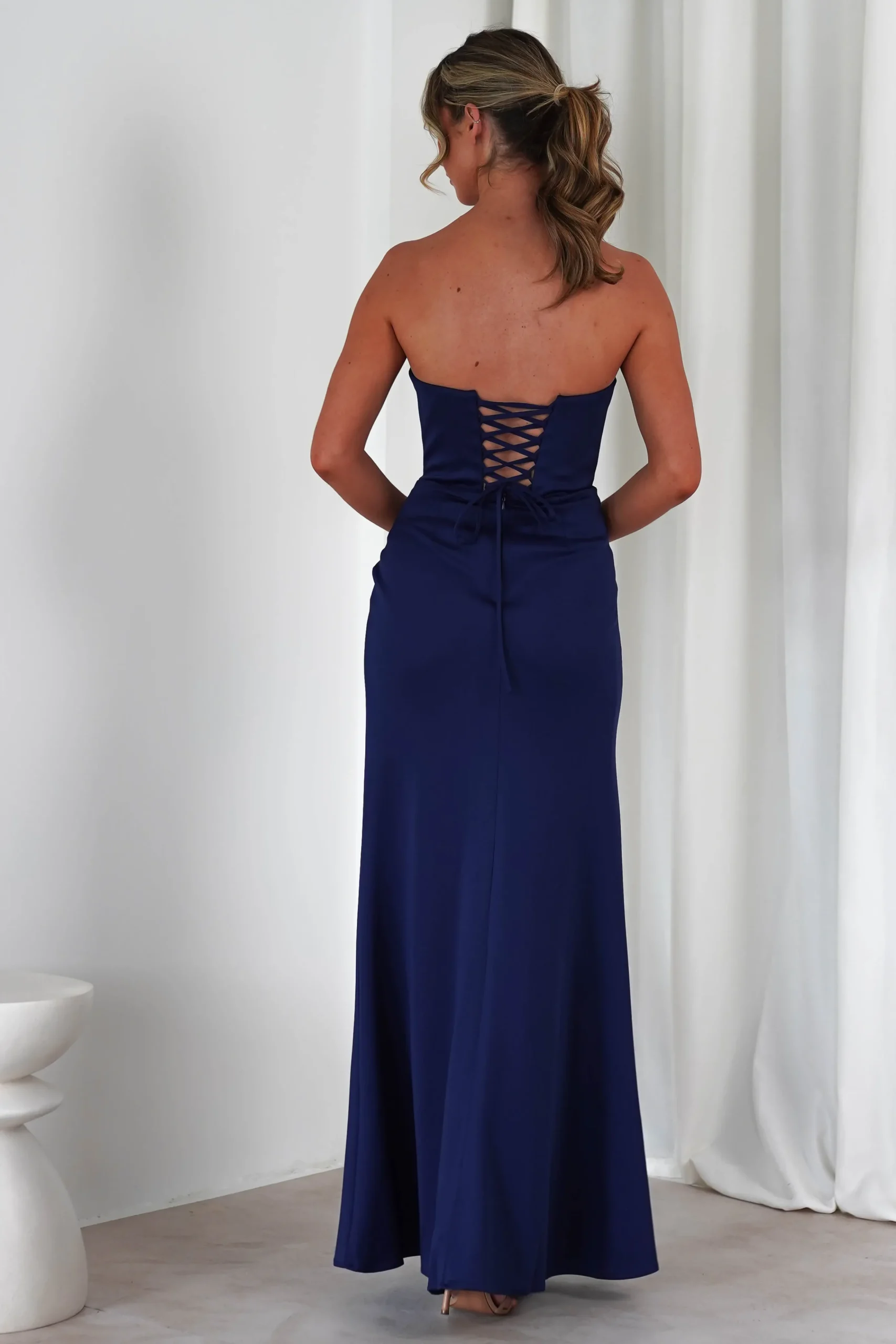 Grasie Bodycon Strapless Gown | Navy