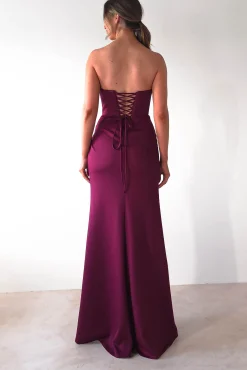 Grasie Bodycon Strapless Gown | Wine