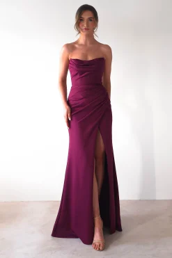 Grasie Bodycon Strapless Gown | Wine