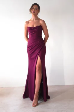 Grasie Bodycon Strapless Gown | Wine