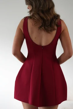 Hannah Structured Mini Dress | Wine