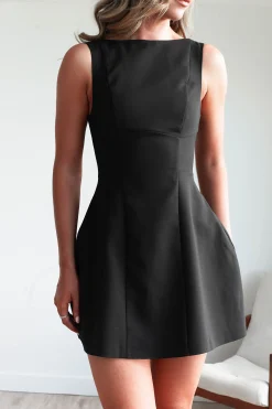 Hannah Structured Mini Dress | Black