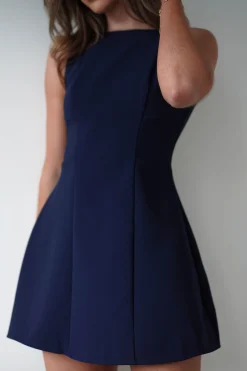 Hannah Structured Mini Dress | Navy