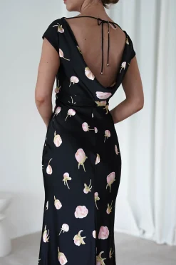 Hazel Soft Floral Maxi Dress | Black