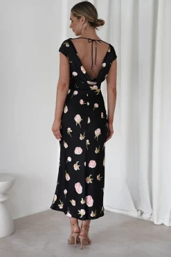 Hazel Soft Floral Maxi Dress | Black