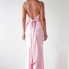 Hermie Silky Satin Maxi Dress | Pink