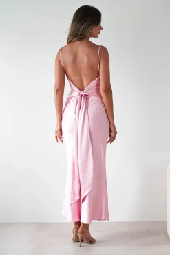 Hermie Silky Satin Maxi Dress | Pink