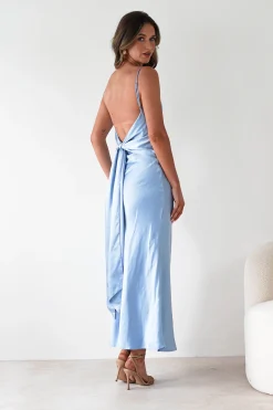 Hermie Silky Satin Maxi Dress | Blue