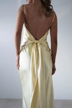 Hermie Silky Satin Maxi Dress | Lemon