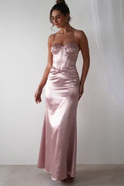 Idonia Satin Corset Gown | Rose