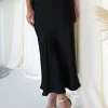 Imogen Satin Maxi Skirt | Black