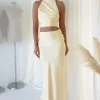 Imogen Satin Maxi Skirt | Yellow
