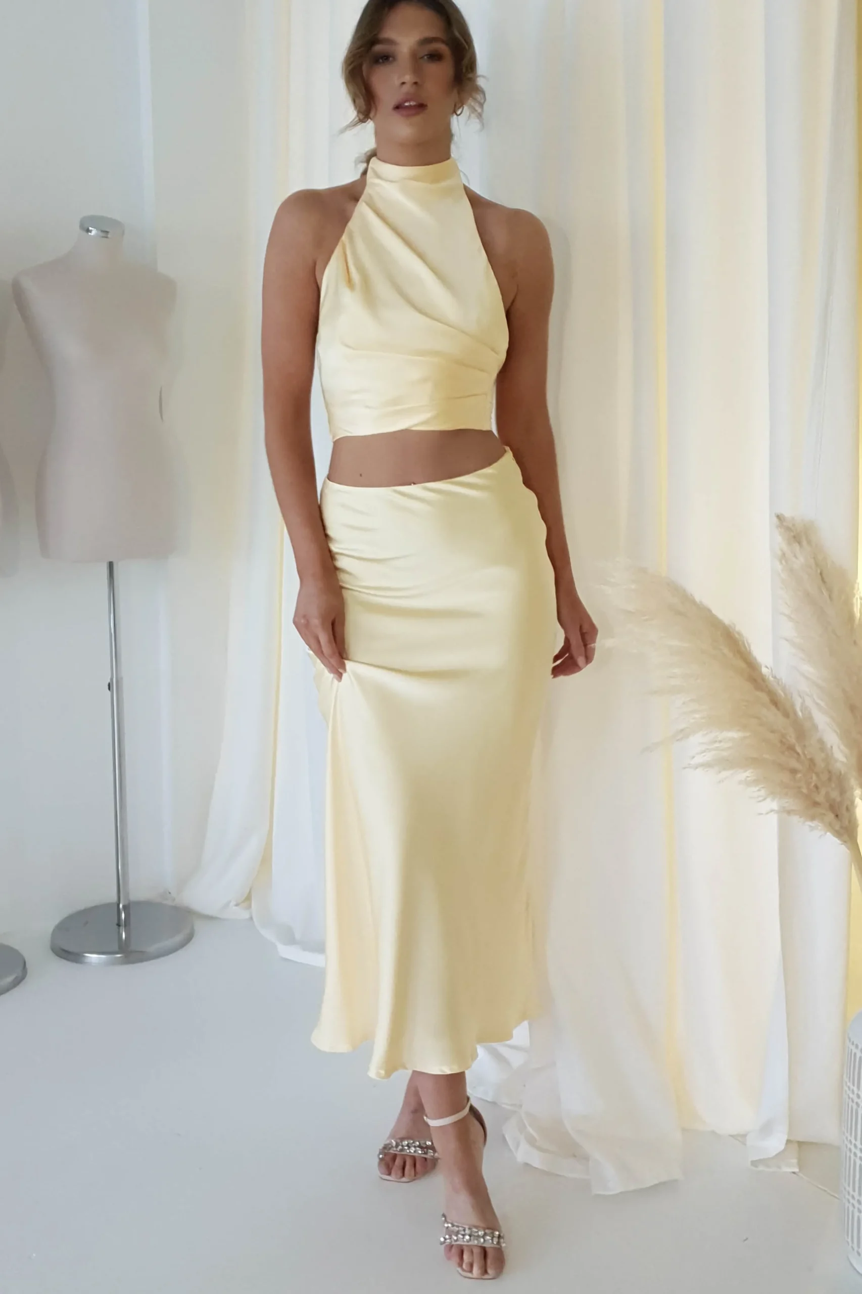Imogen Satin Maxi Skirt | Yellow