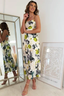Jaylani Floral Midi Dress | Mixed Print
