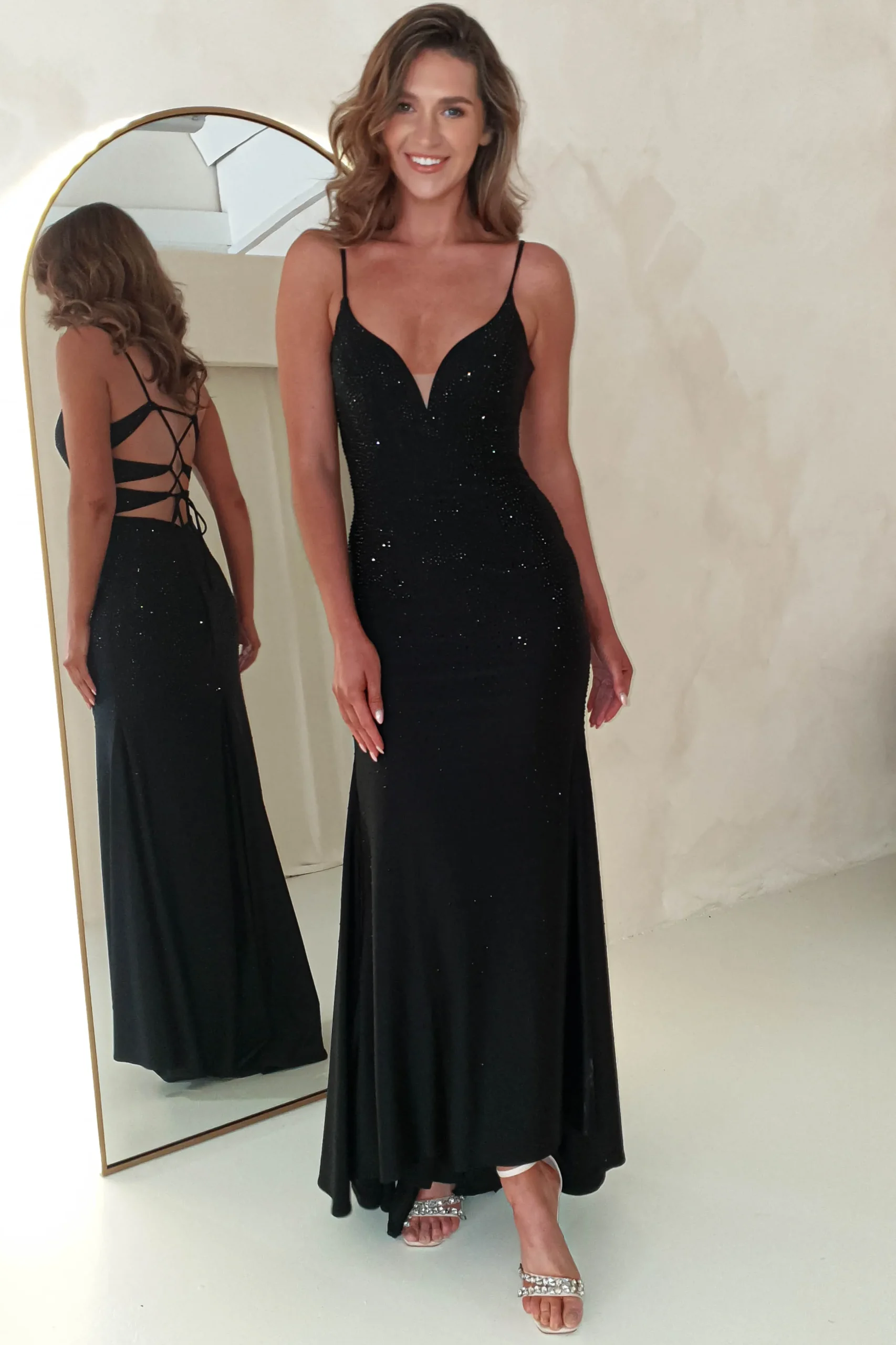Jennifer Diamante Bodycon Gown | Black