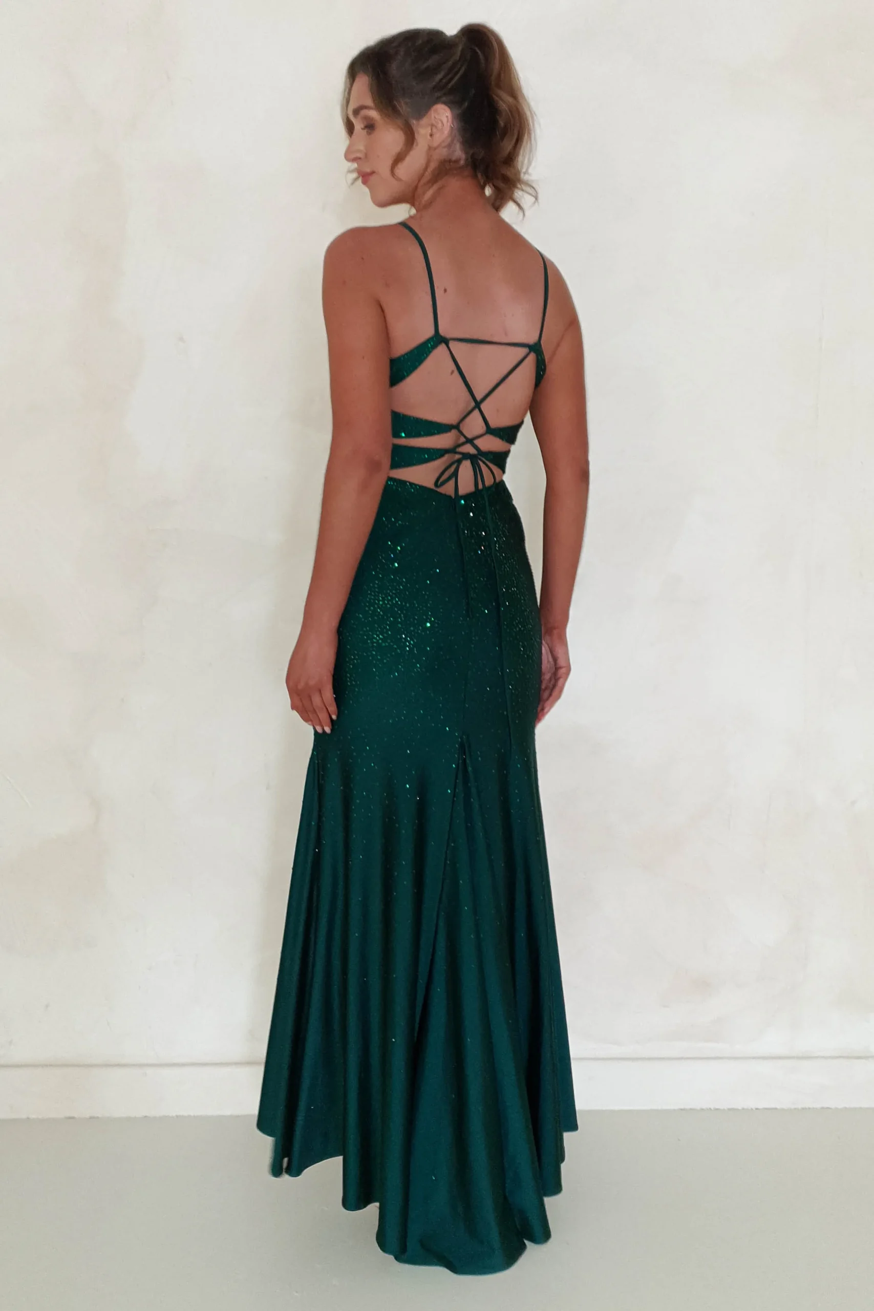 Jennifer Diamante Bodycon Gown | Dark Green