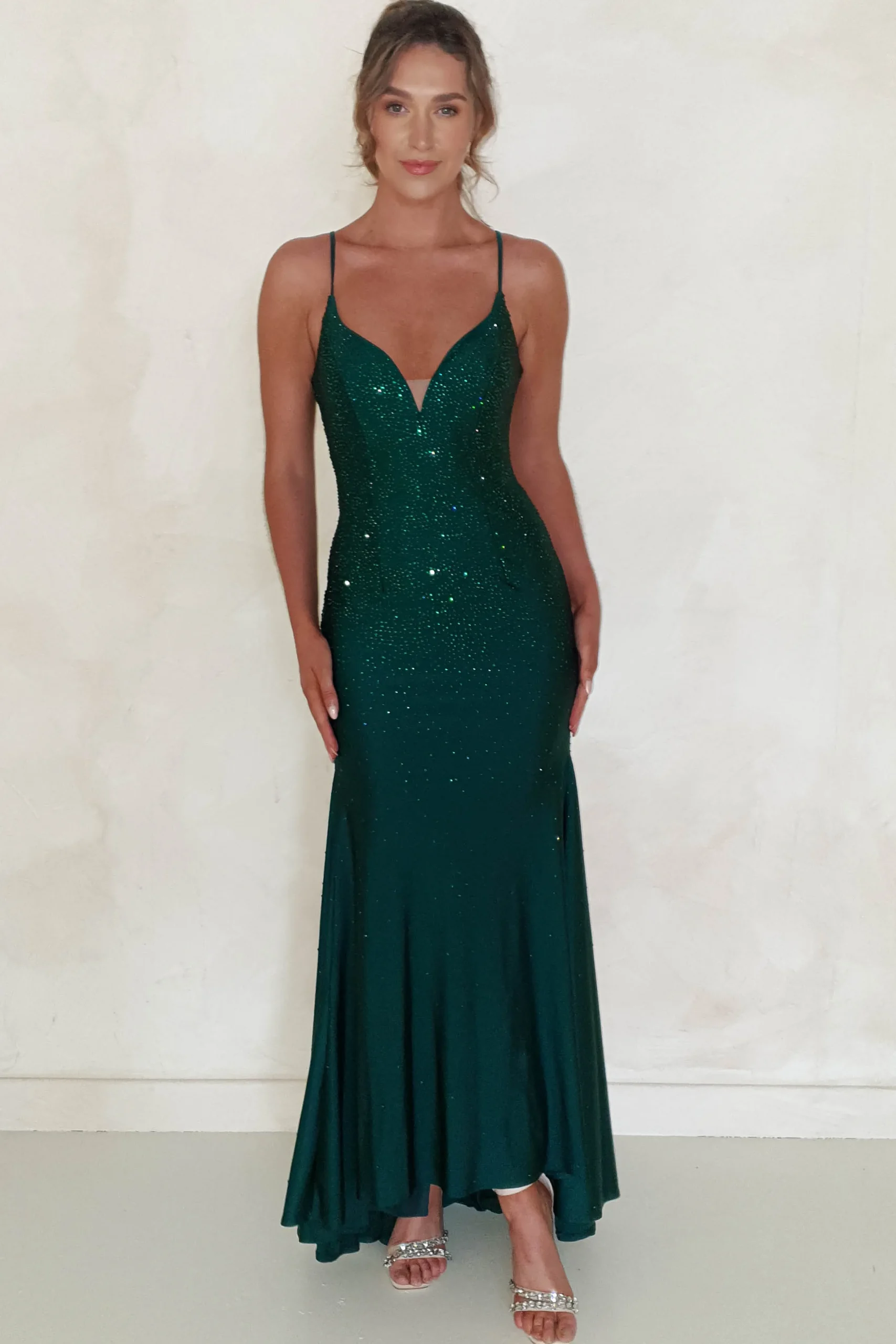 Jennifer Diamante Bodycon Gown | Dark Green