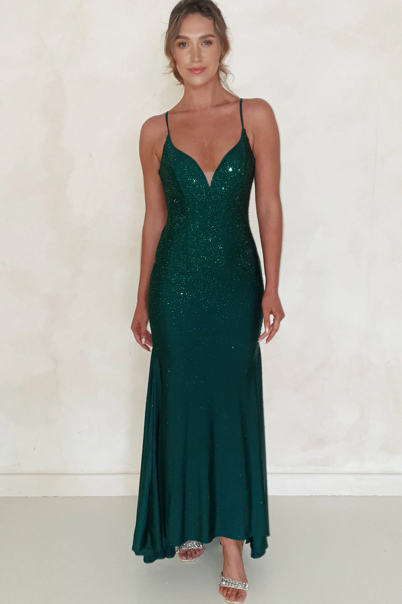 Jennifer Diamante Bodycon Gown | Dark Green