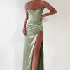 Julianne Corset Satin Gown | Sage