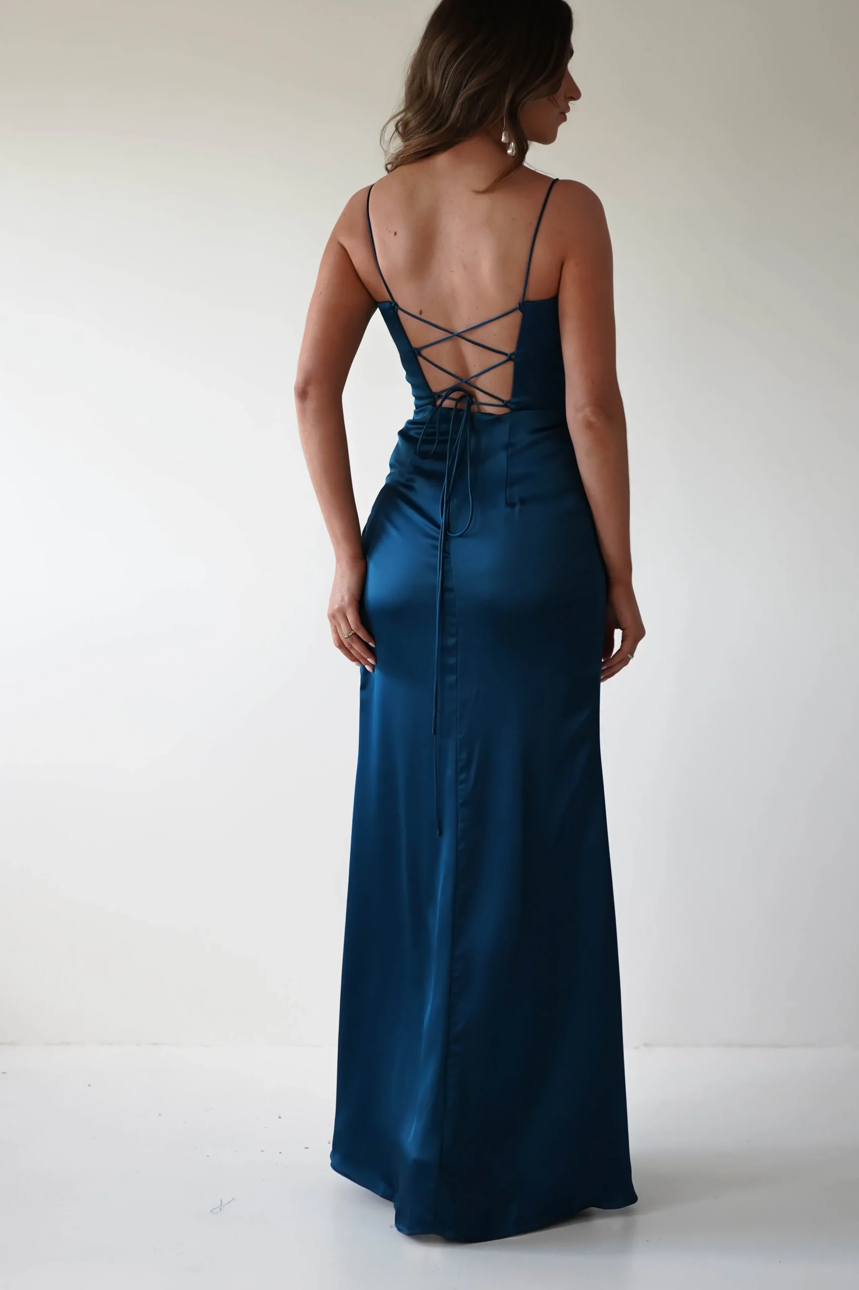 Julianne Corset Satin Gown | French Navy