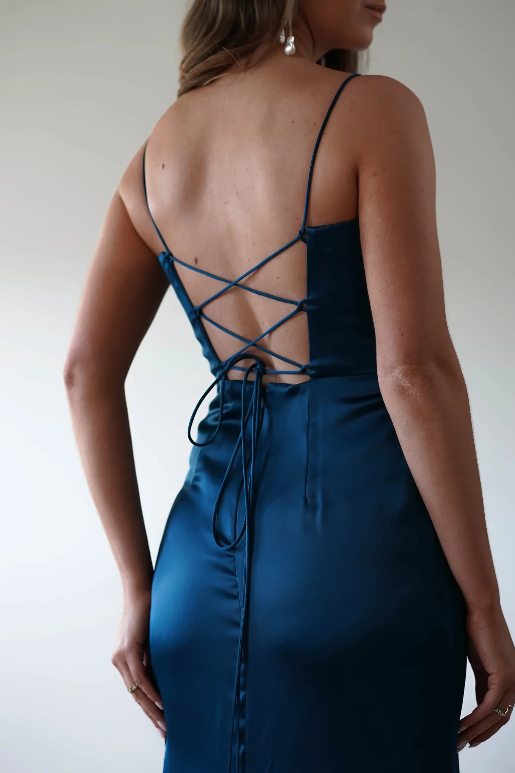 Julianne Corset Satin Gown | French Navy
