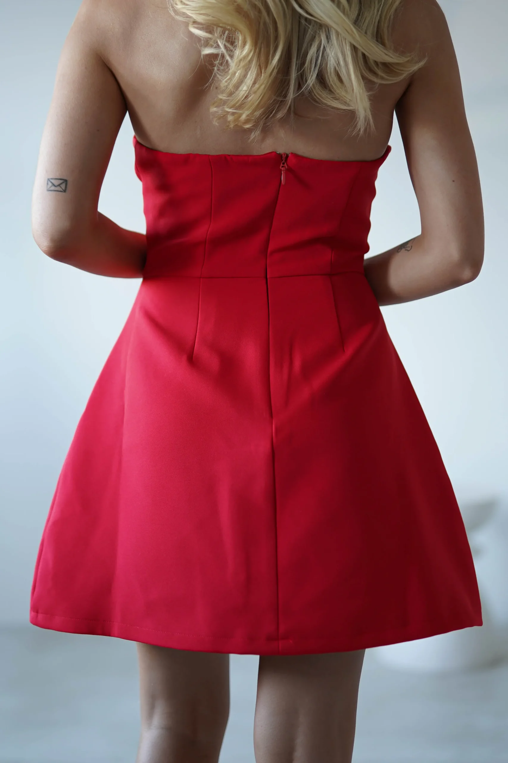 Karla Structured Strapless Mini Dress | Red