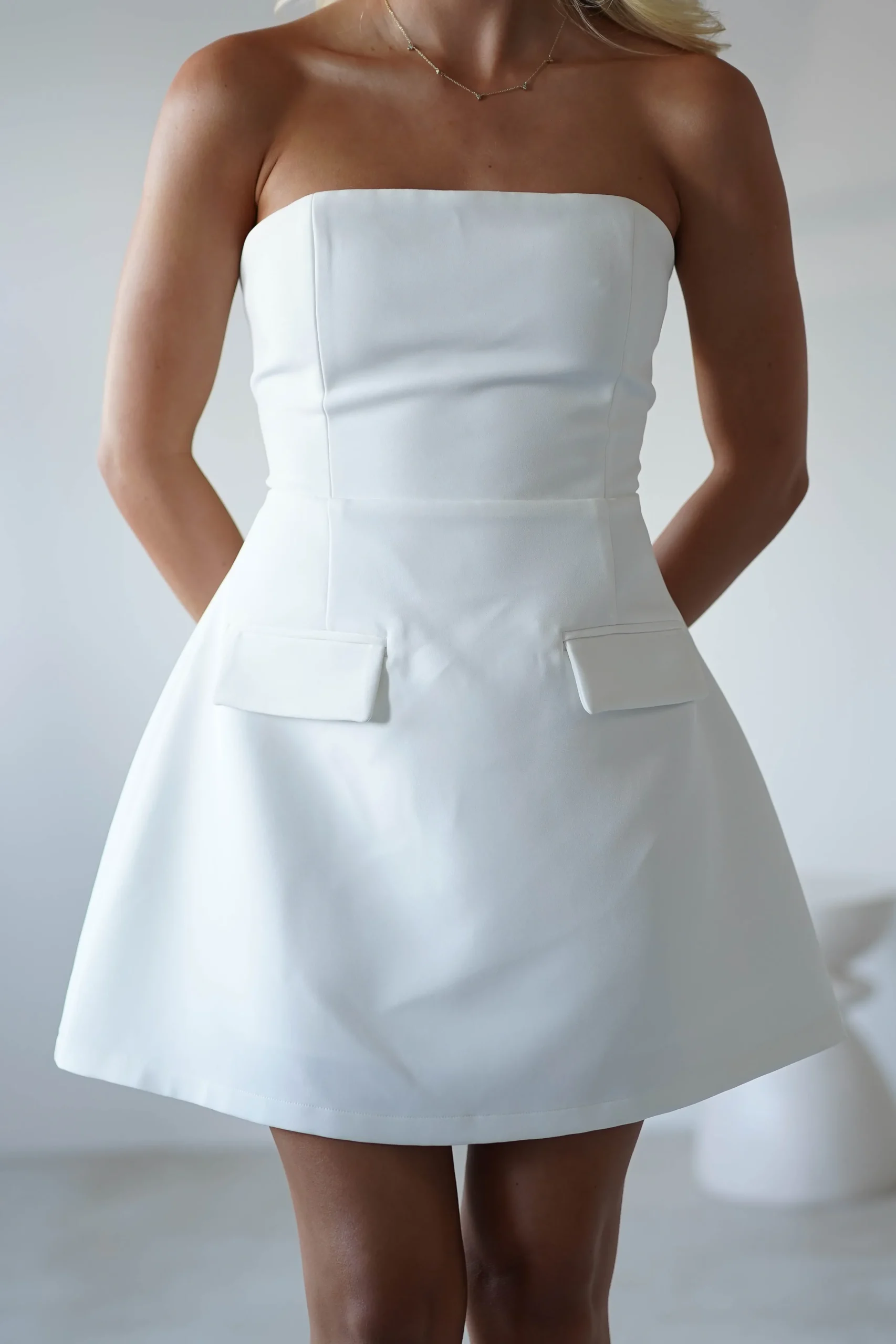 Karla Structured Strapless Mini Dress | White