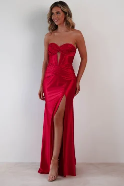 Karra Bodycon Strapless Gown | Red