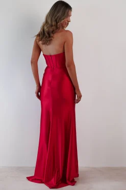 Karra Bodycon Strapless Gown | Red