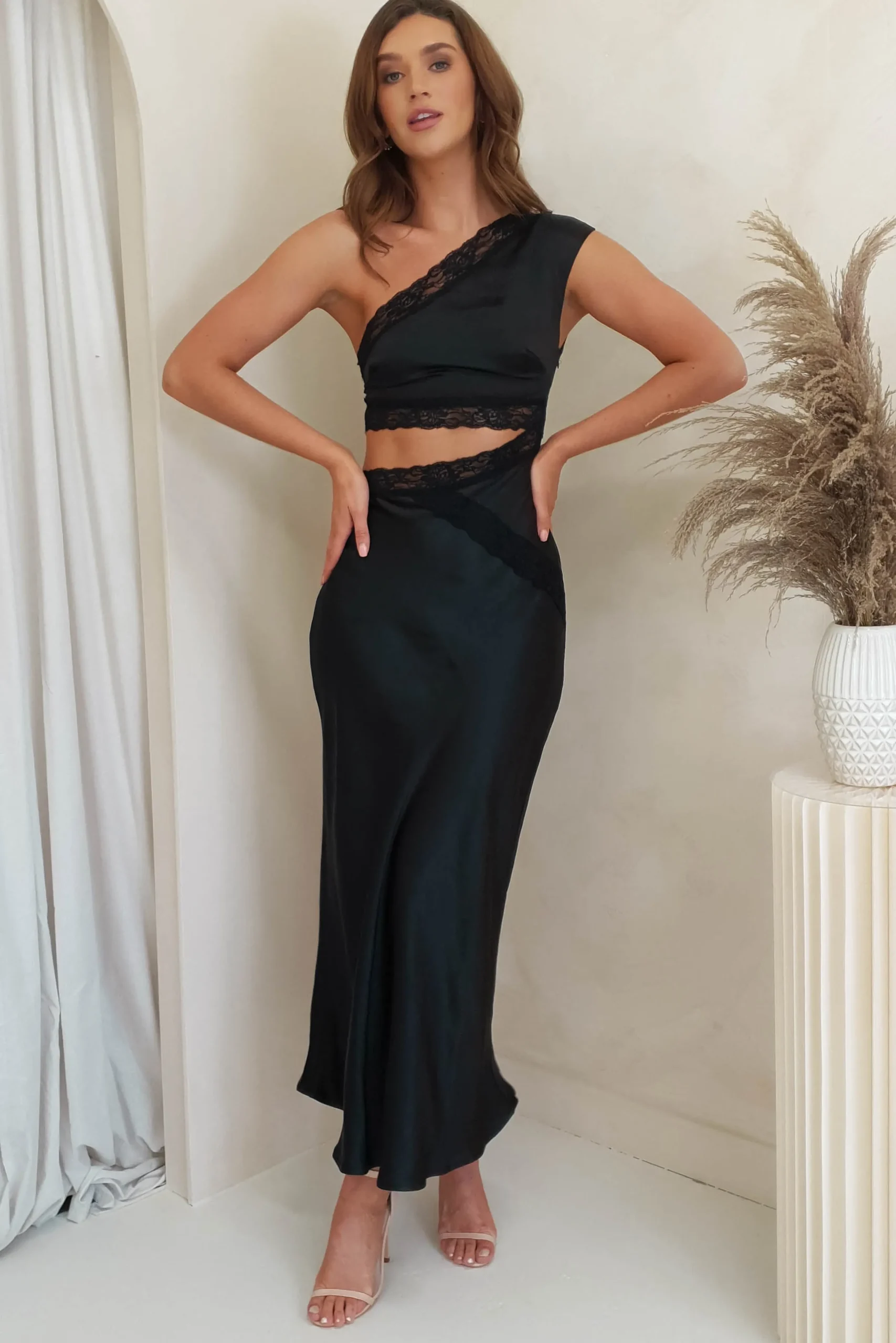 Katie Lace Cut Out Midi Dress | Black