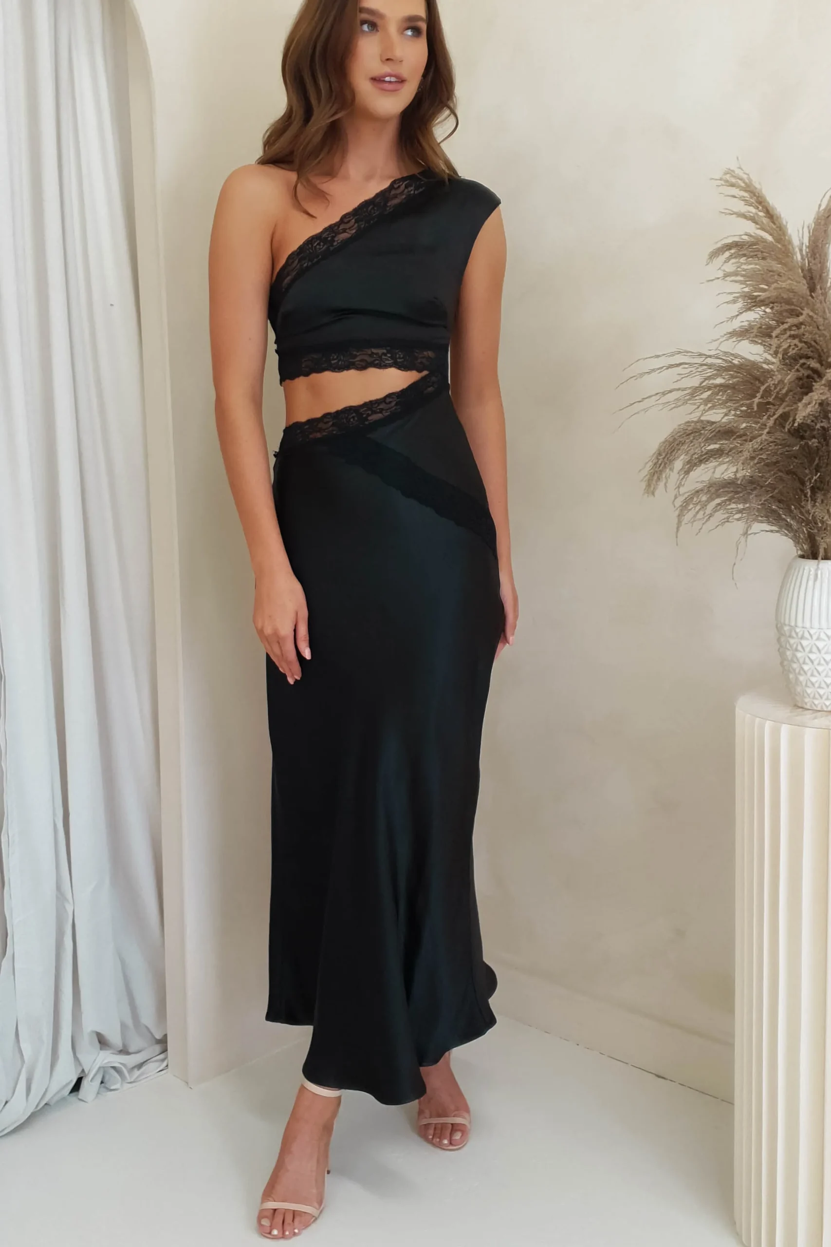 Katie Lace Cut Out Midi Dress | Black