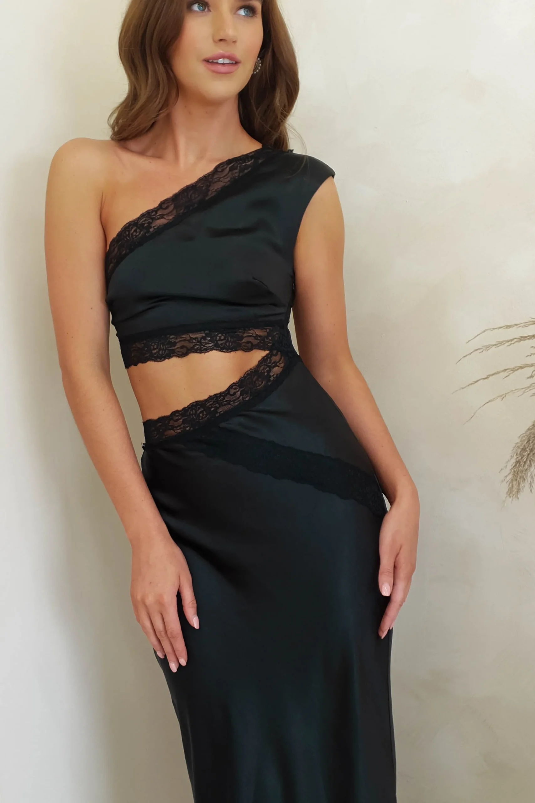 Katie Lace Cut Out Midi Dress | Black