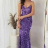 Katri Sequin Strapless Gown | Lavendar