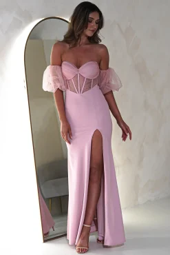 Kenna Balloon Sleeve Gown | Pink
