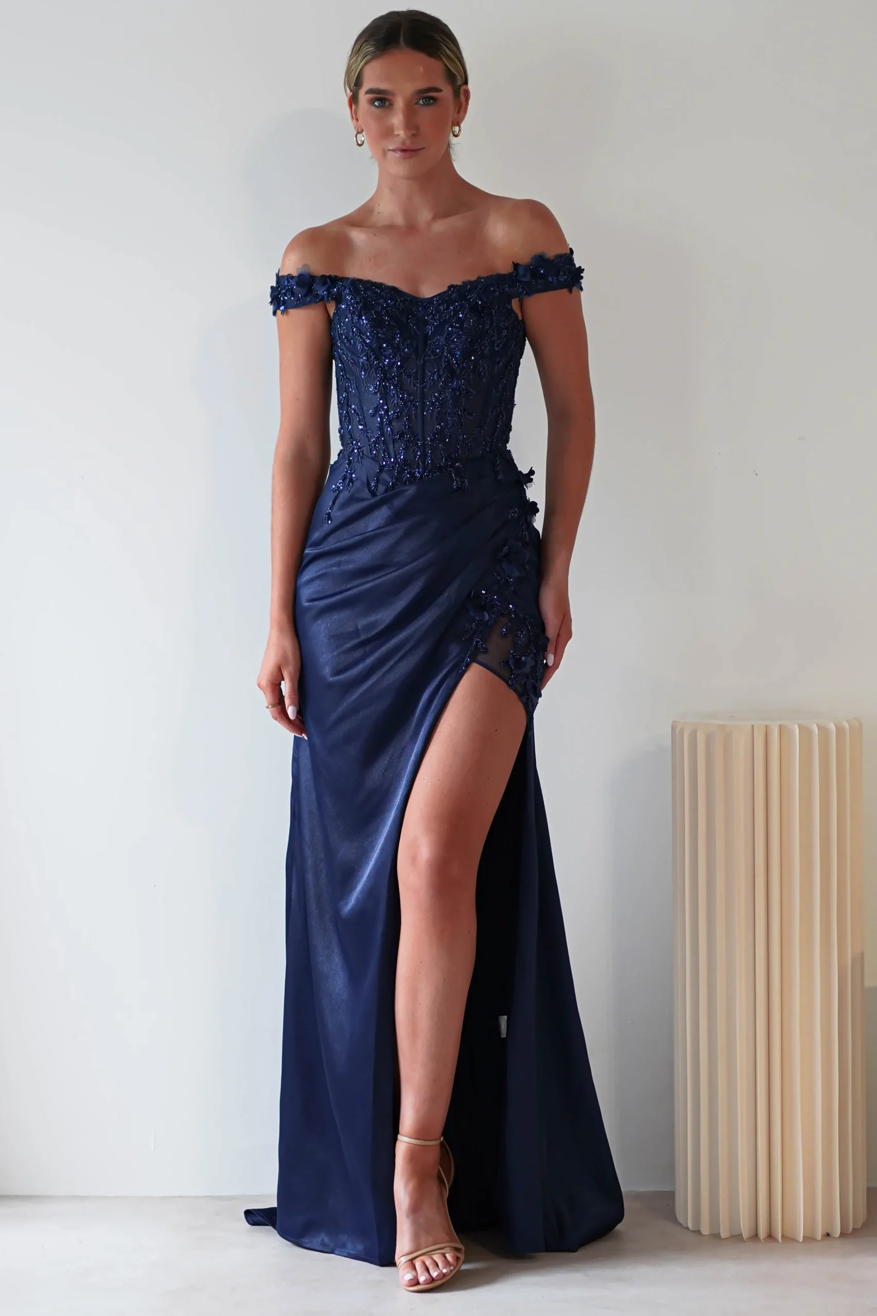Khacy Embellished Gown | Navy
