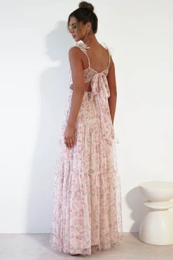 Khristina Floral Tulle Maxi Dress | Cream